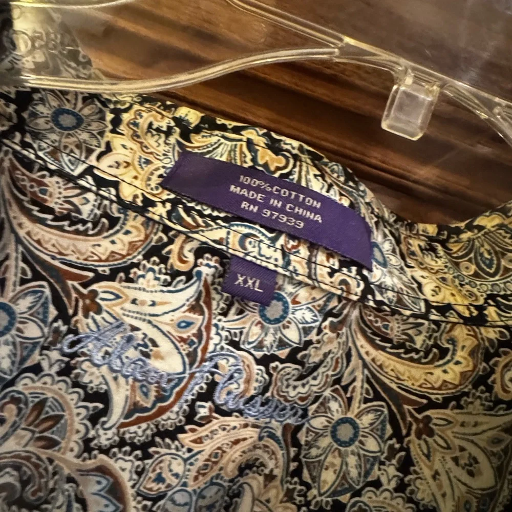Alan Flusser Black and Cream Paisley Men's Shirt - Picture 2 of 3